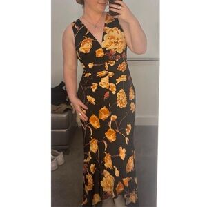 Floral Black and Yellow Dress